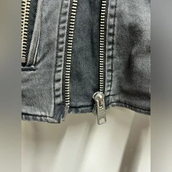 NEW NWT All Saints Balfern Denim Biker Jacket in Washed grey size 2 women’s - Picture 13 of 14